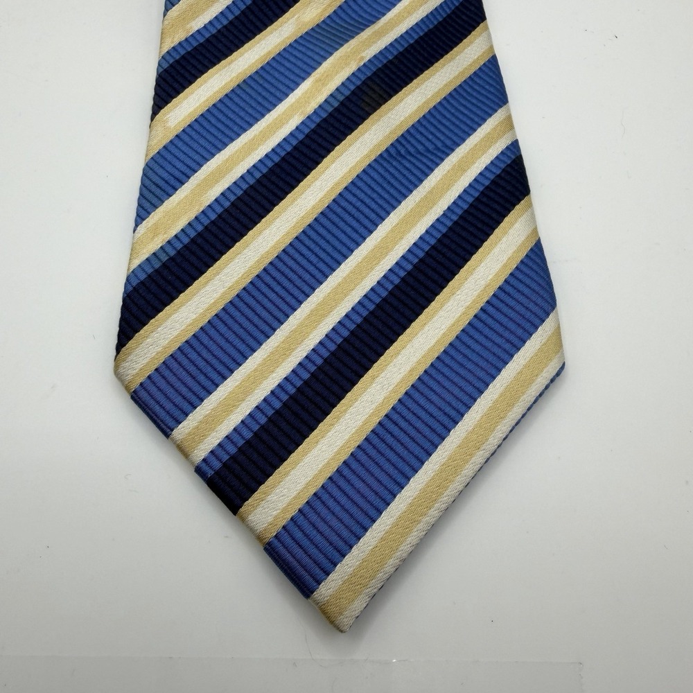 Donald J Trump Signature Collection Necktie 100% Silk Blue/Yellow Striped Tie